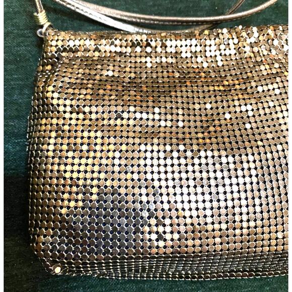 Vintage Whiting & Davis Chain Mesh Bag metallic Gold Mesh 80s glam - Picture 3 of 8